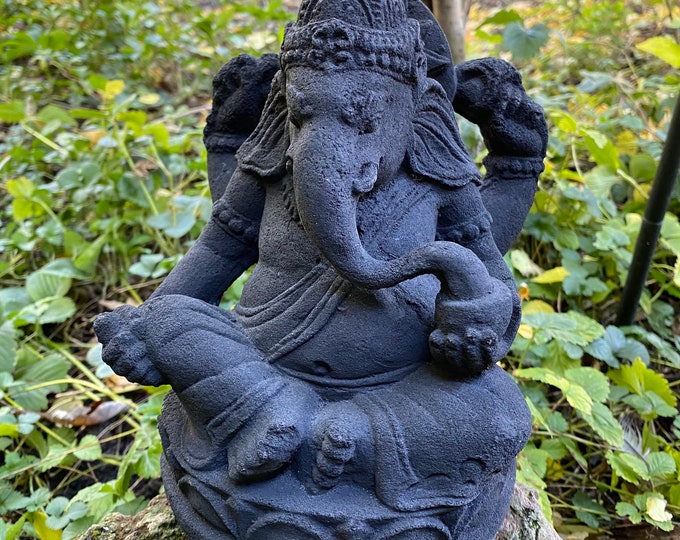 Ganesha, Volcanic Stone Statue, 8.5x6x6", Free Shipping, 9 LBS+ RIT33608