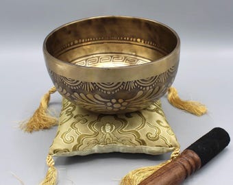 Singing Bowl Kit, 6"+  Complete Kit with Wooden Mallet and New Cushion, Nepal, SB12621
