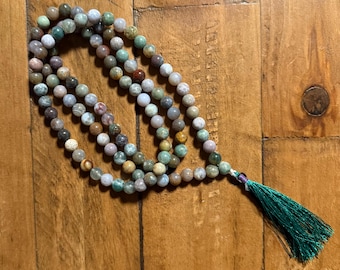 Tibetan 108 Bead Genuine Crystal/Gemstone Prayer Mala, Japa Mala, Hand Carved 8.0-8.5 mm Beads, Nepal, Choose