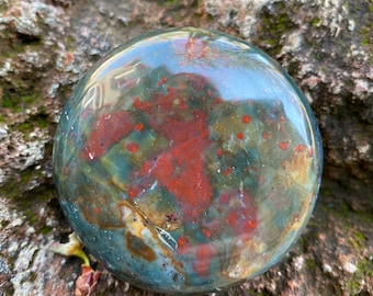 Bloodstone, Polished Round Palm Stone, India, 115.30 Grams, CR11537