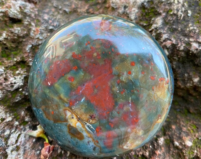 Bloodstone, Polished Round Palm Stone, India, 115.30 Grams, CR11537