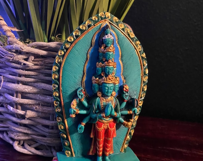 Avalokitesvara, Lokeshwor, Chenrezig Resin Statue, 1/2 lb+ Nepal, 4-3/4" H x 3" W