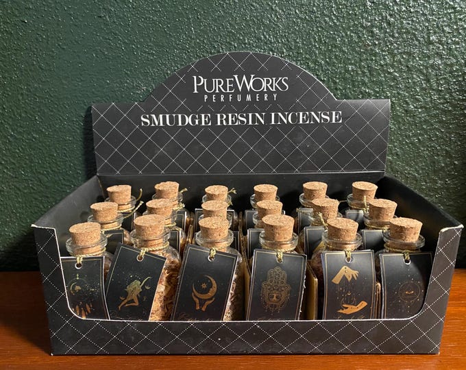 Esoteric Smudge Resin, Cork Sealed Mini Glass Jars, 18 Jars of Six Varieties, 7.5 Grams Each, See Description, RES12198