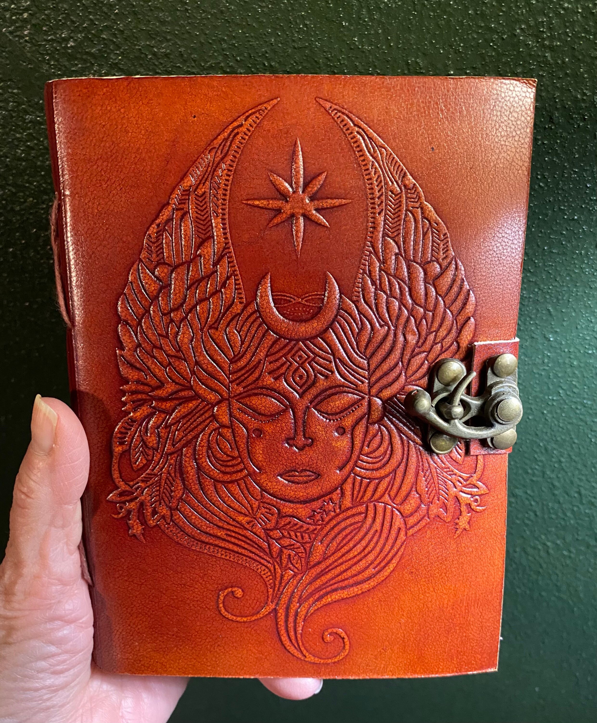 Leather Journal, 5x7 with Handmade Paper, Leather Wrap OR with Brass