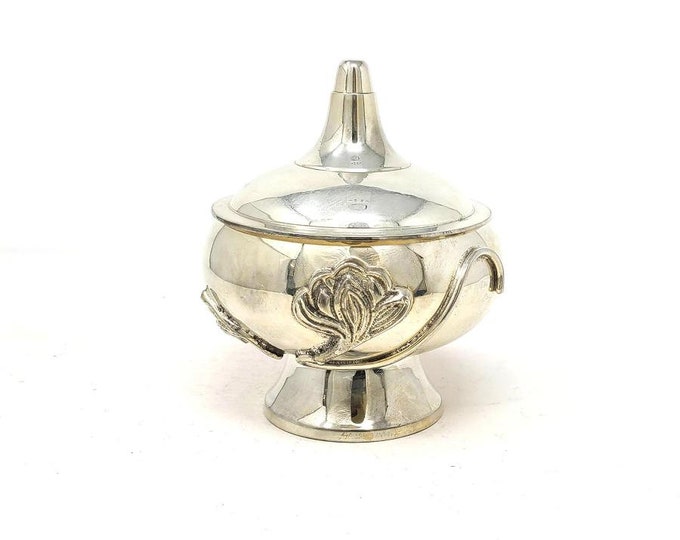 Lotus Incense Burner, Silver Plated, 5-1/2 H x 3-1/2" Dia X 2" D w/Lid, India, 1-1/4 LBS- IB11511