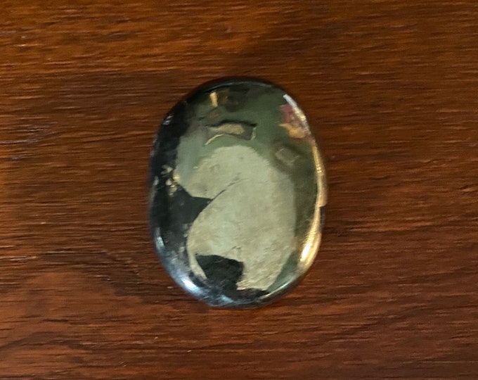 Magnetite & Pyrite in Quartz, Arizona, Polished Oval Palm Stone, 80.50 Grams, CR11585