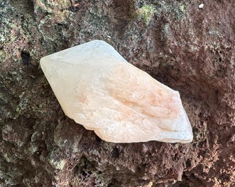 DT Candle Quartz, 1/2 LB- Raw Elestial, Bridge Crystals, Hematite Included, Mine Fresh, Madagascar, 207.40 Grams, CR12695