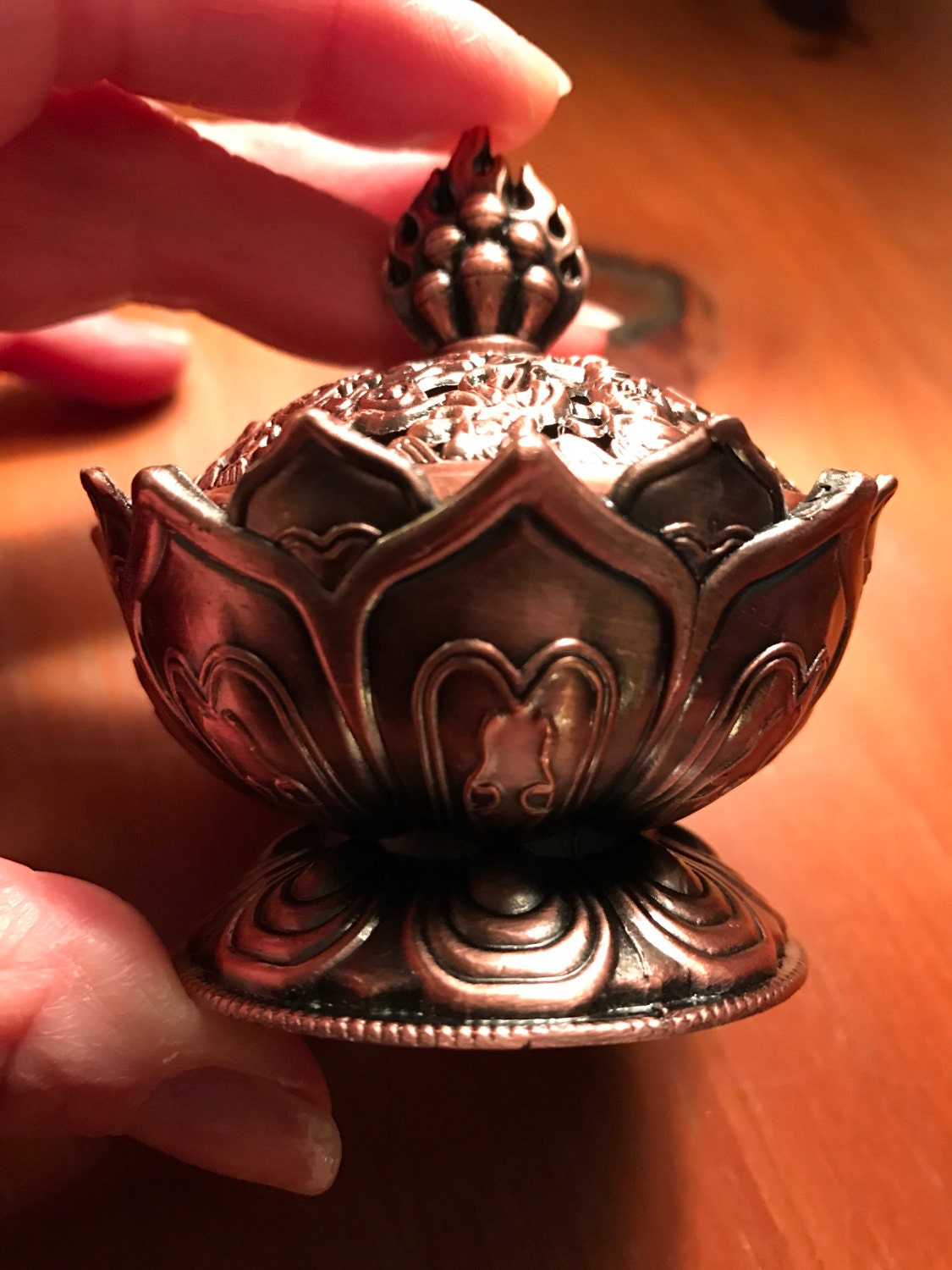 Closeout*Tibetan Lotus Mini Incense Burner Kit, 5 gr Handcrafted Resin Blend Incense, Sand