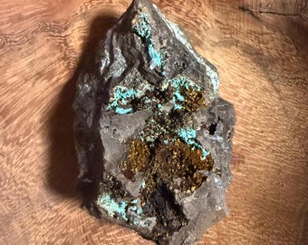 Rosasite in Matrix, Druzy, Calcite, 77.00 Grams, Mexico, CR12816