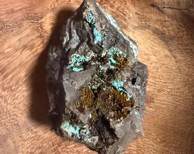 Rosasite in Matrix, Druzy, Calcite, 77.00 Grams, Mexico, CR12816