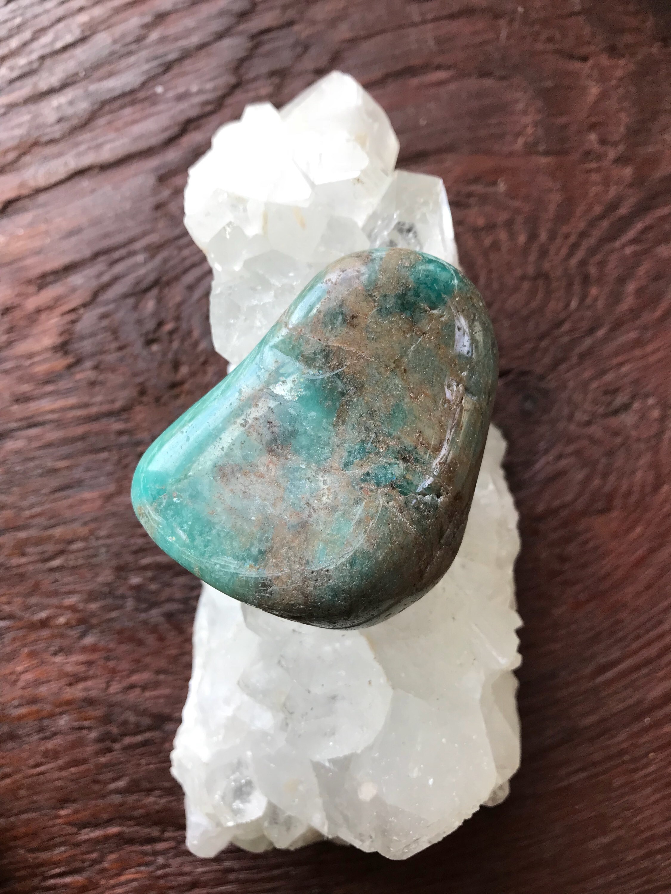 Amazonite, Polished Palm Stone, Mine Fresh, Natural, 105.4 grams, CR3478