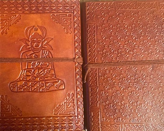 Leather Journal, 5x7" with Handmade Paper, Leather Wrap OR with Brass Latch, Please Choose