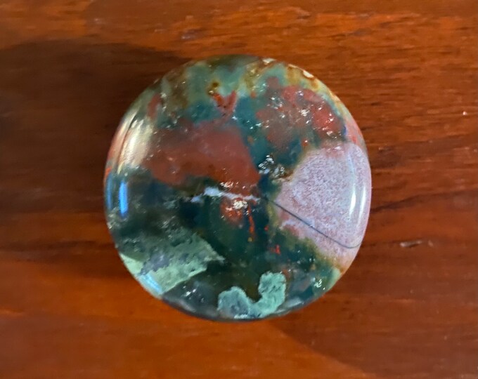 Bloodstone, Polished Round Palm Stone, India, 88.70 Grams, CR11461