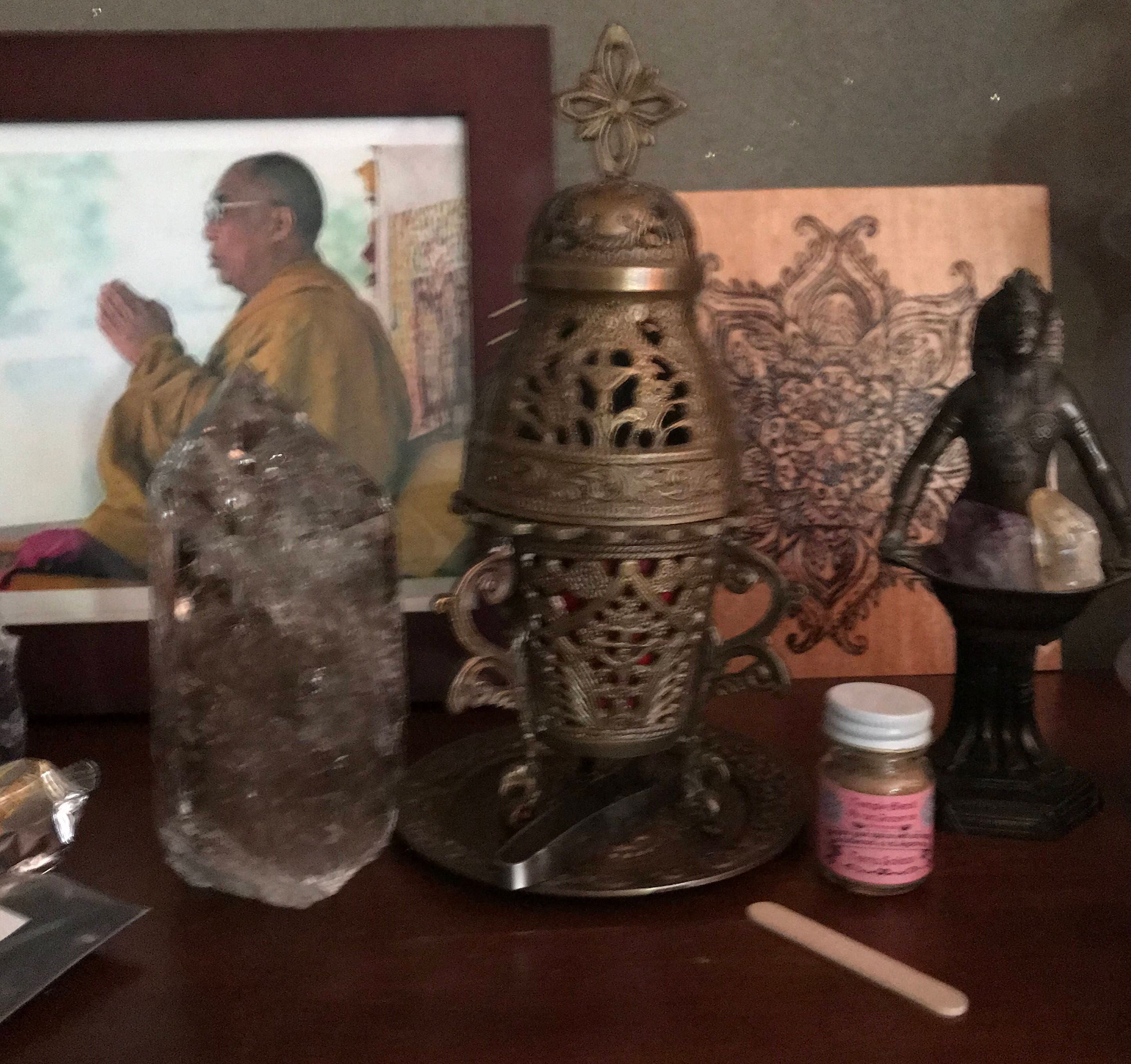 Temple Incense Burner Solid Brass, Kit Includes Handcrafted Resin Blend