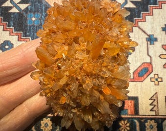 Creedite Cluster, 1/3 LB- Clear and RAW, Orange Crystals, Meditation, Mexico, 133.80 Grams, CR12807