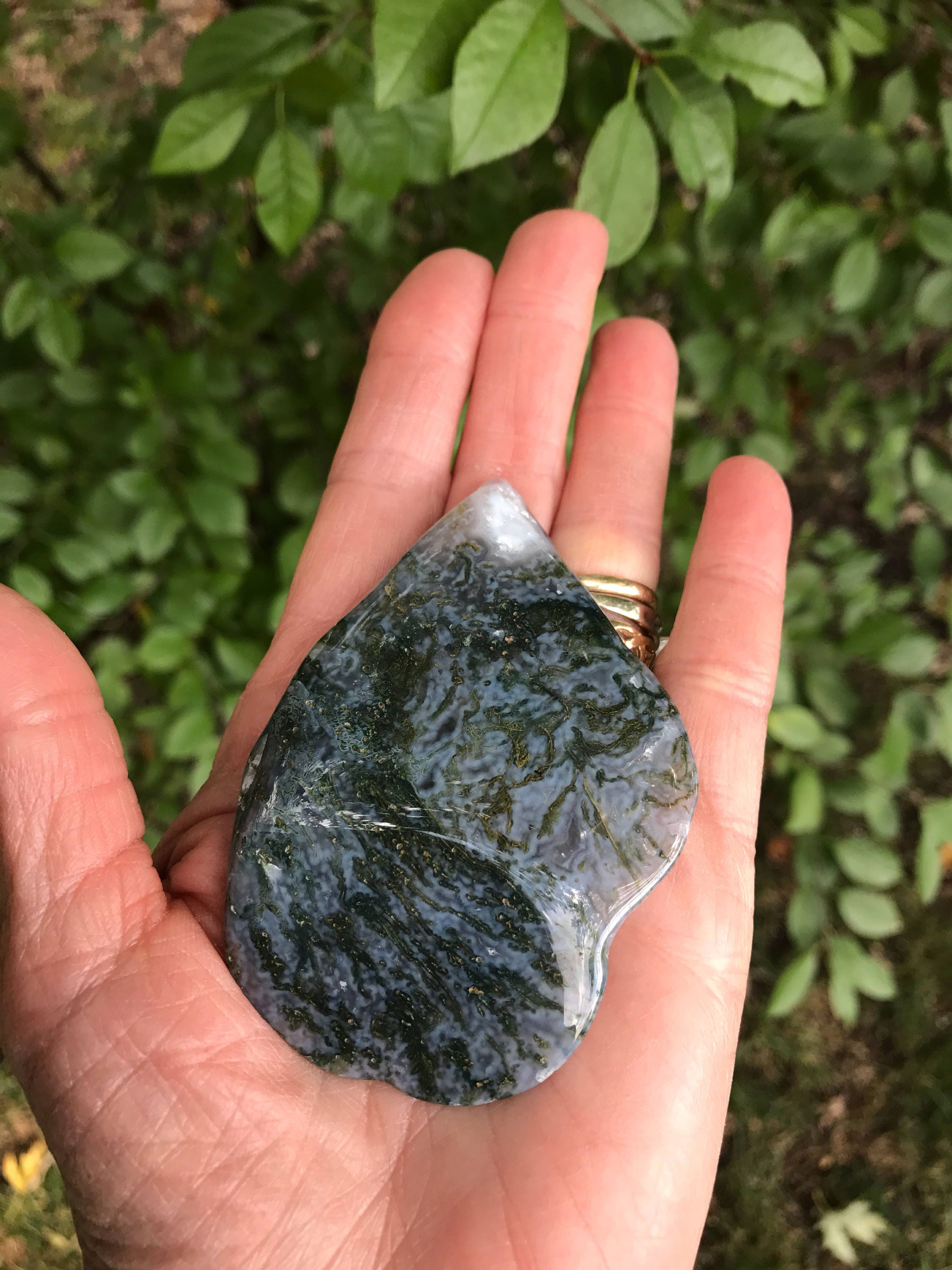 Moss Agate. Palm Stone, India, 61.7 Grams, CR2212
