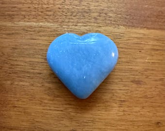 Angelite Polished Heart Stone, 63.30 Grams, Peru, CR12491