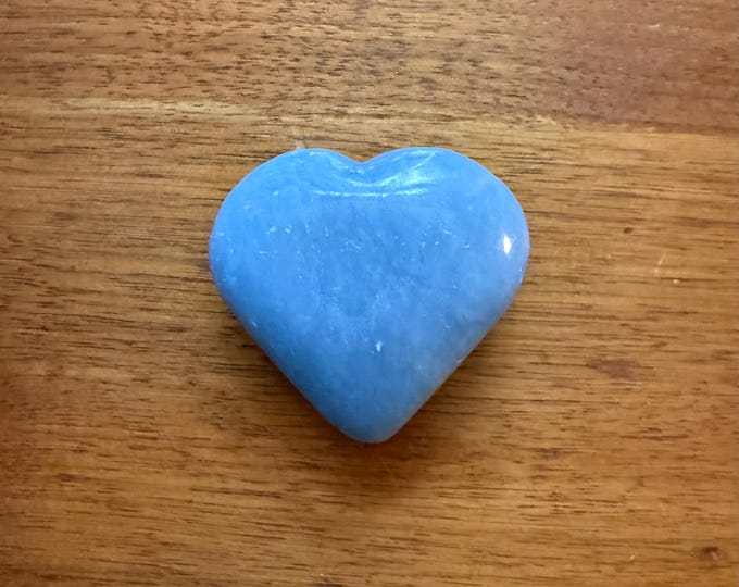 Angelite Polished Heart Stone, 63.30 Grams, Peru, CR12491