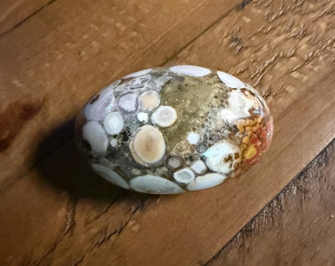 King Cobra Jasper, 1/2 LB+ Polished Orbicular Egg-Shaped Stone with Stand, India, 273.40 Grams, CR12714