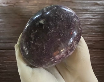 Lepidolite 1/3 LB+ Large Polished Palm Stone, Africa, 158.00 Grams, CR11395