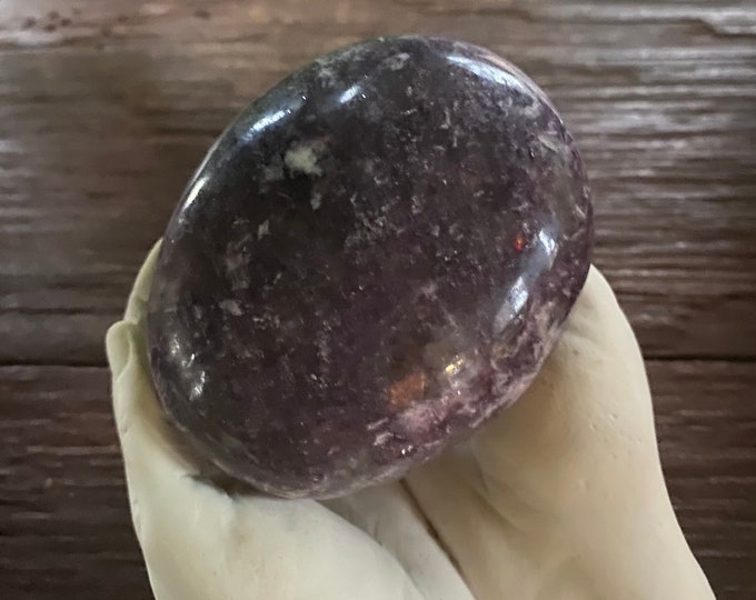 Lepidolite 1/3 LB+ Large Polished Palm Stone, Africa, 158.00 Grams, CR11395