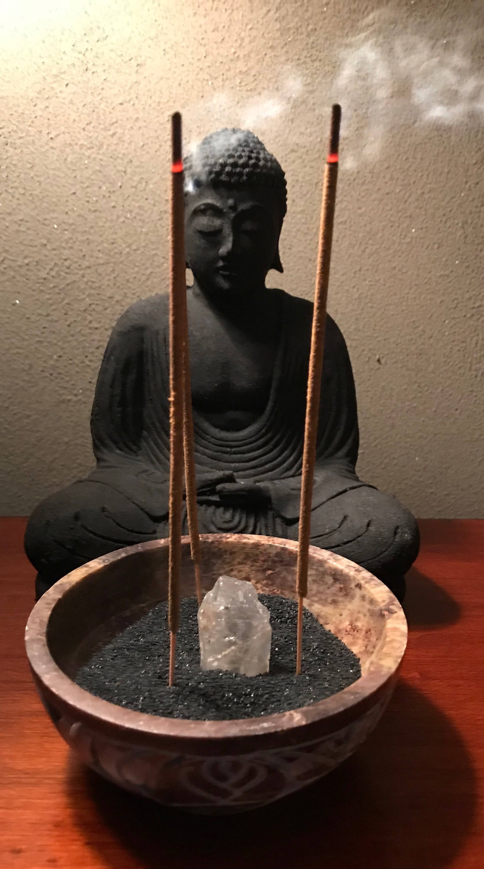 LAST ONE! Carved Stone Bowl Kit, Smudge, Incense Burner, with Sand