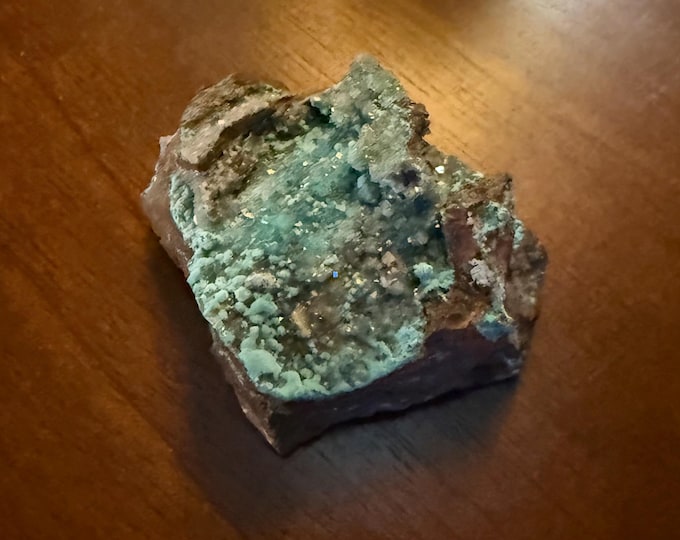 Rosasite in Matrix, Druzy, Calcite, 48.60 Grams, Mexico, CR12674