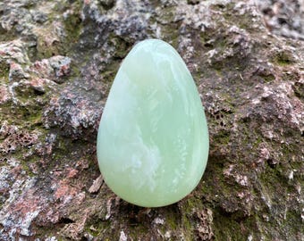 JADEITE, Polished Standing Egg Stone, 189.50 Grams, Pakistan, Wooden Stand Included, CR12402