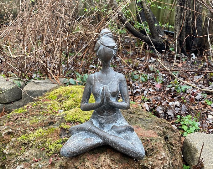 Yoga Deva Statue, Bonded Resin, Stone, Indonesia, 9-1/2" Tall, 3.5 LBS, STA33108