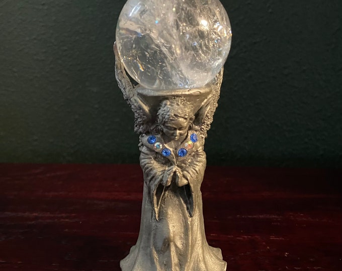 Vintage Pewter Angel, Candle Holder, Sphere Stand,With or Without Sphere, 1/3 LB+ CR11356