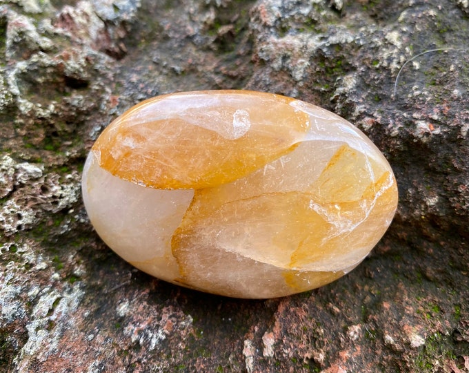 Arkansas Golden Healer, Polished Palm Stone, Endless Possibilities, Mine Fresh, 80.00 Grams, CR11504