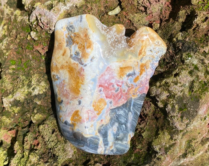 Druzy Ohio Rainbow Flint, Polished Free Form Palm Stone, Beautiful Warrior Stone, Ohio, 84.10 Grams, CR11605