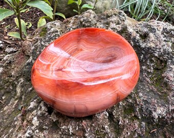 Carnelian, 3/4 LB Carved Stone, Shallow Dish, Polished, Brazil, 337.50 Grams, CR12502
