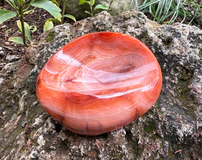 Carnelian, 3/4 LB Carved Stone, Shallow Dish, Polished, Brazil, 337.50 Grams, CR12502