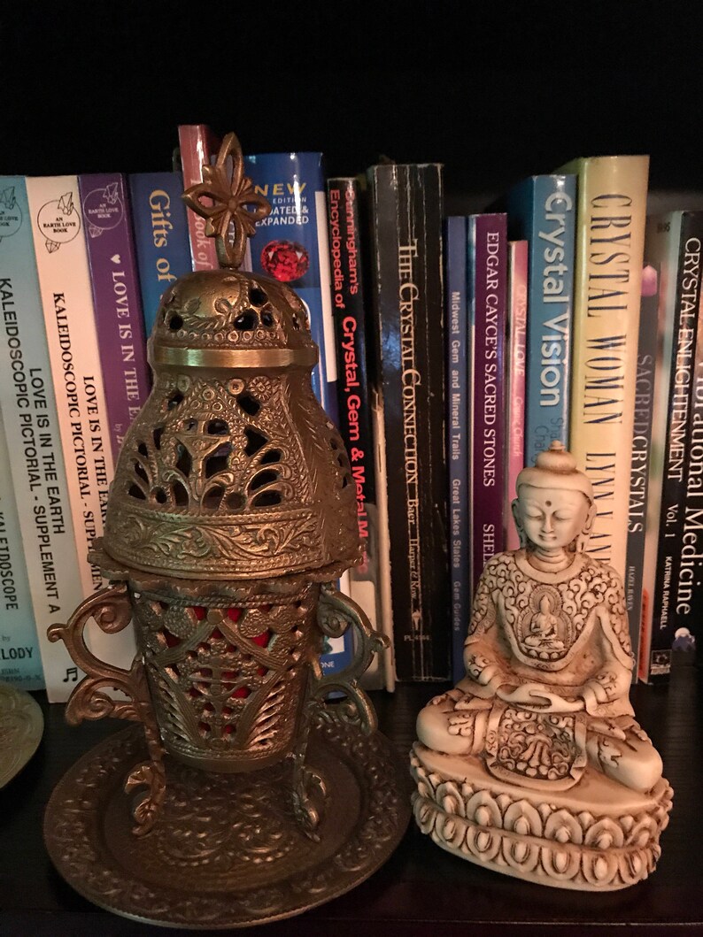 Temple Incense Burner 4 Piece Solid Brass W/incense Kit Sand Etsy