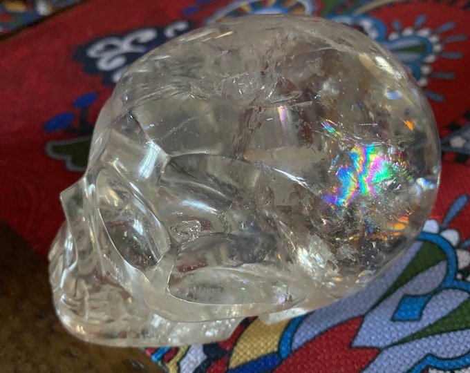 Crystal Skull, 1-2/3 LBS+ Quartz, Veils, Rainbows, 723.50 Grams, CR11038