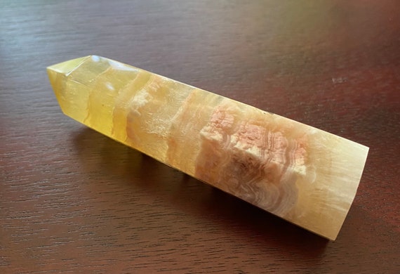 1/4 LB FLUORITE, Standing Tower, Rare Golden Yellow, Clear and Banded, 110.40 Grams, CR10697