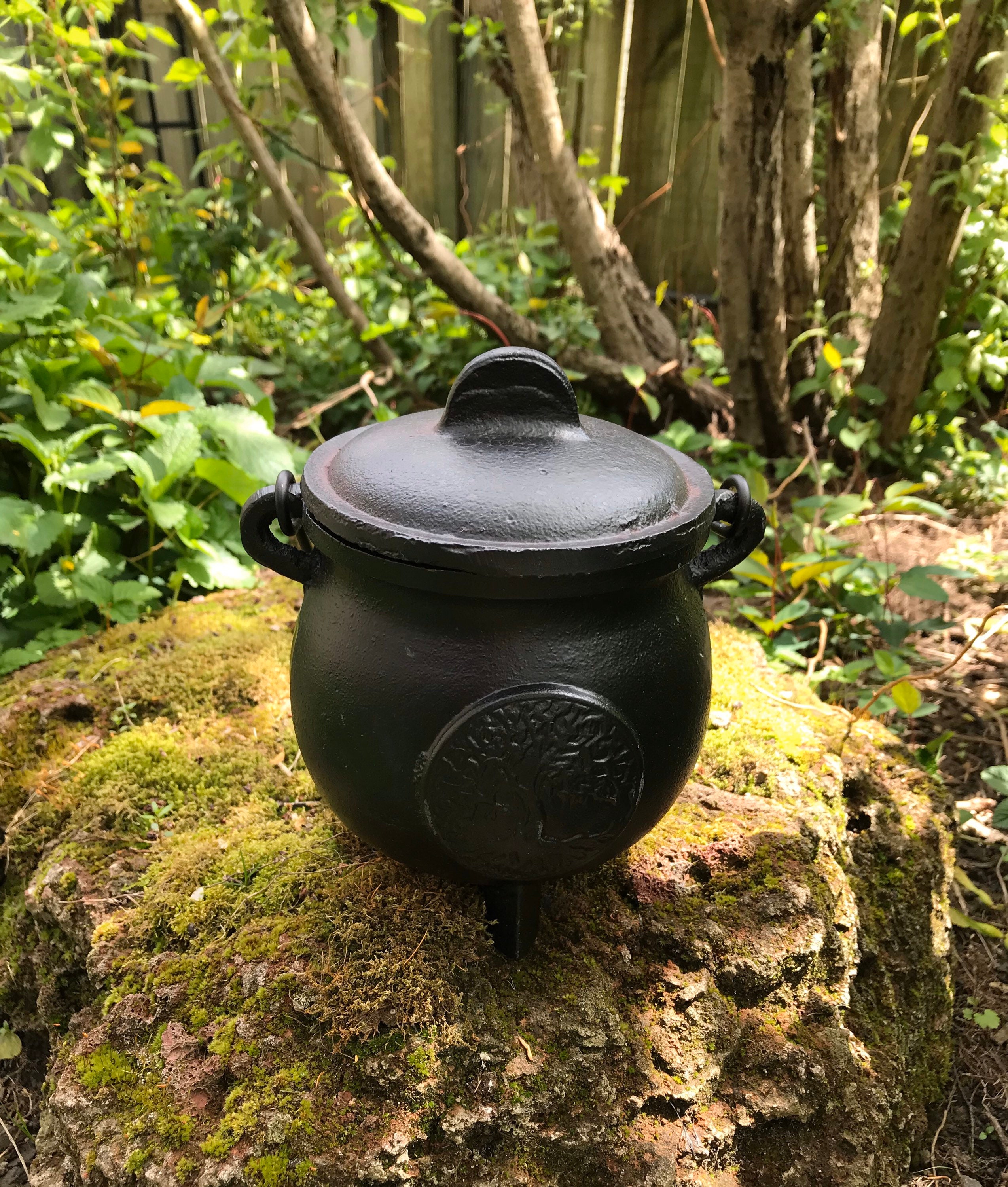 Larger 8 Solid Cast Iron Cauldron/lid Plain or Tree of Life Etsy
