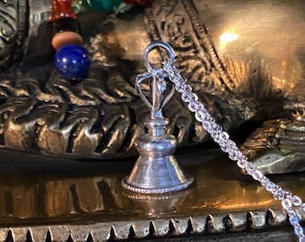 Mini Temple Bell Pendant, .925 Sterling Silver, With or Without Chain, Beautifully Handcrafted in Nepal