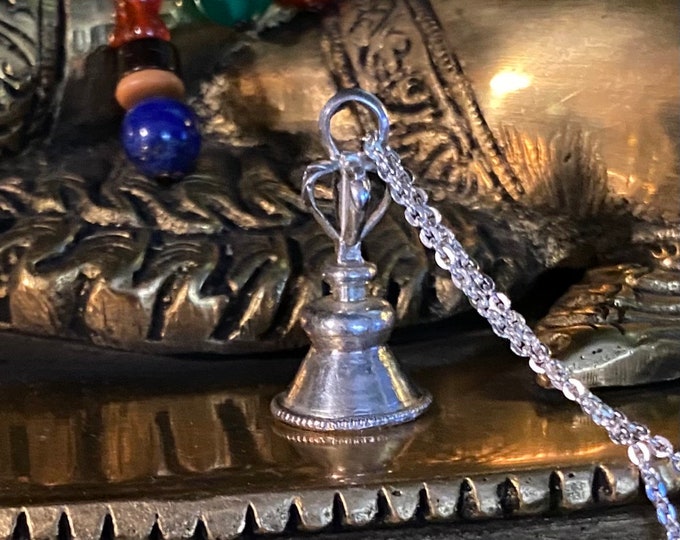 Mini Temple Bell Pendant, .925 Sterling Silver, With or Without Chain, Beautifully Handcrafted in Nepal