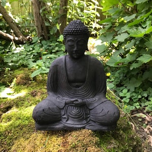 Buddha, Hand Cast Volcanic Stone, Indonesia, 8.5" Tall, 8 Pounds, RIT33600