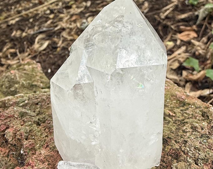 Arkansas Quartz, RAW, Standing, Twinning, Rainbows, Bridge, Barnacles, 124.90 Grams, CR12656