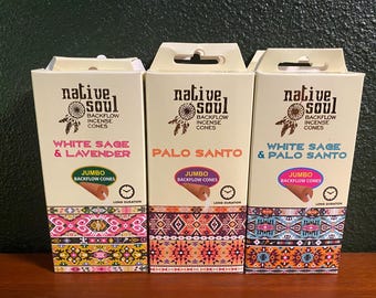 Backflow Incense, Native Soul/Tribal Soul Choose From Various Scents, Jumbo Cones