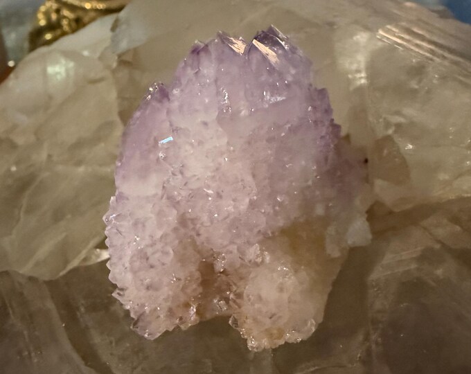 Spirit Quartz, RAW Druzy Cactus Quartz Cluster, Flower Quartz, Elestial, Energy Channeling, South Africa, 62.40 Grams, CR12699