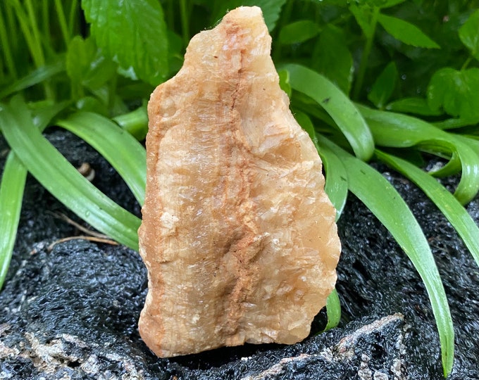 Himalayan Golden Calcite, 1/3 LB Raw Elestiated Standing Stone, Pakistan, 144.80 Grams, CR11703