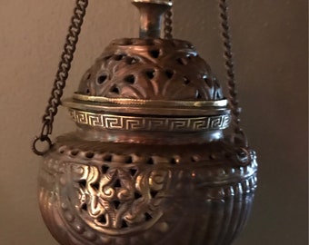 Tibetan Style Hanging Incense Burner, Bronze, Antique Style, Burner Only