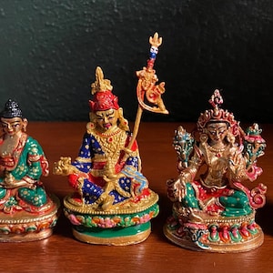 Beautifully Hand Crafted Mini Statues, Shakyamuni, Padmasambhava, Medicine Buddha, Tara, Partially 24 K Gold Plated, Nepal, Please Choose