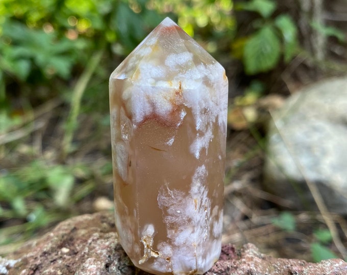 Cherry Blossom Agate Polished Tower, 57.70 Grams, Madagascar, CR10446