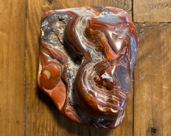 Crazy Lace Agate, Large Druzy Free Form Palm Stone, Beautiful Color & Patterning, Mexico, 154.90 Grams, CR11515