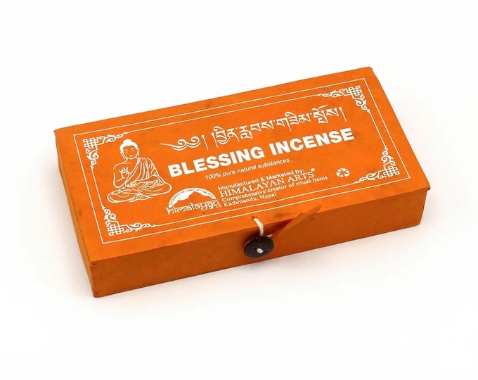 Tibetan Blessing Incense from Boudhanath, 5-1/2" Sticks, 40-45 Per Box With Wooden Burner